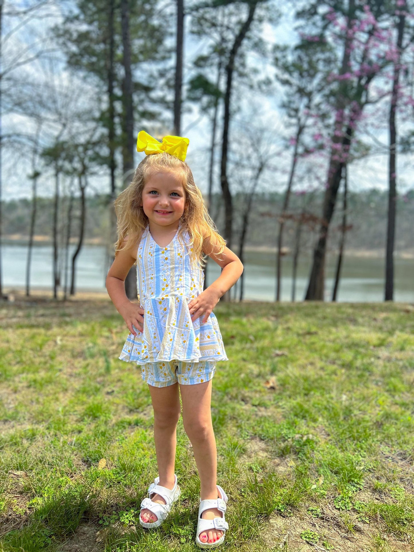 Yellow Floral Peplum Set