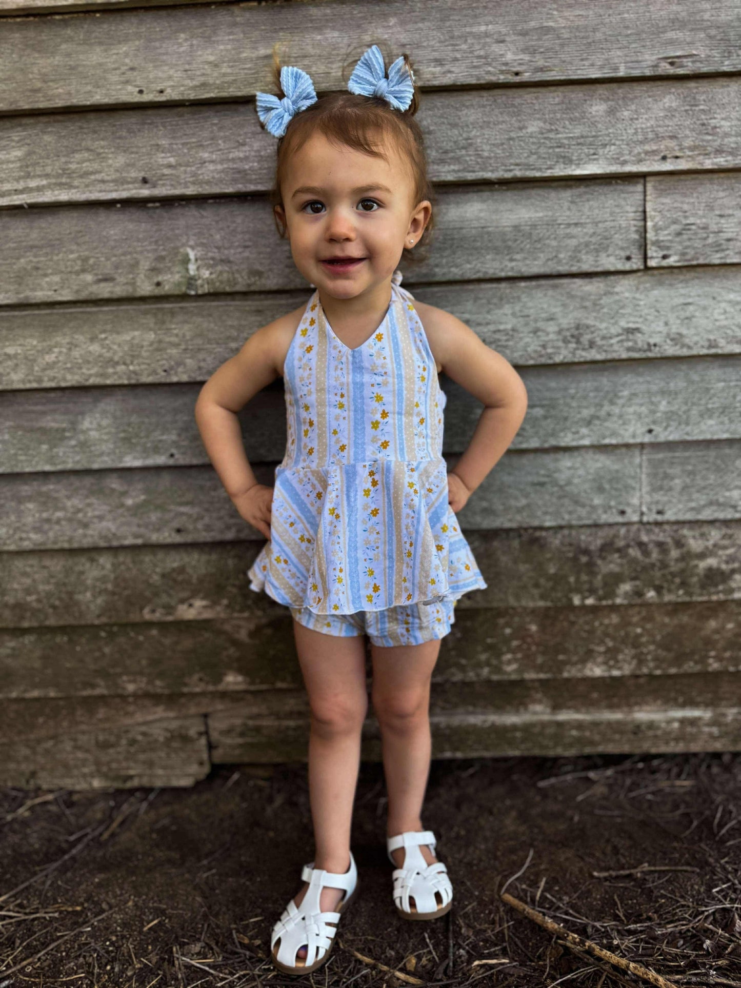 Yellow Floral Peplum Set