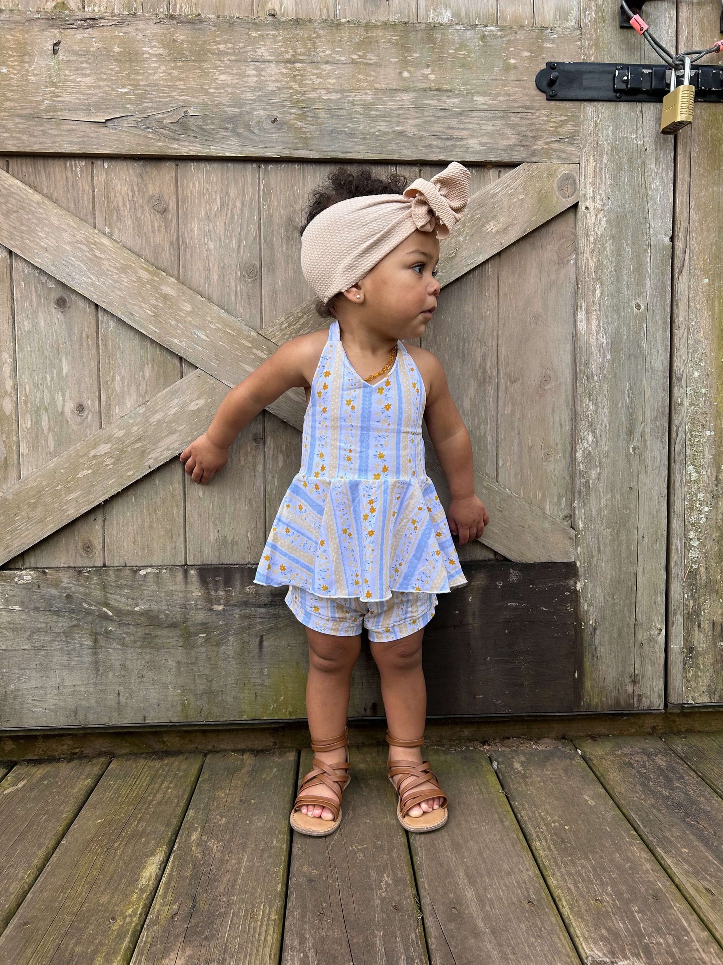 Yellow Floral Peplum Set