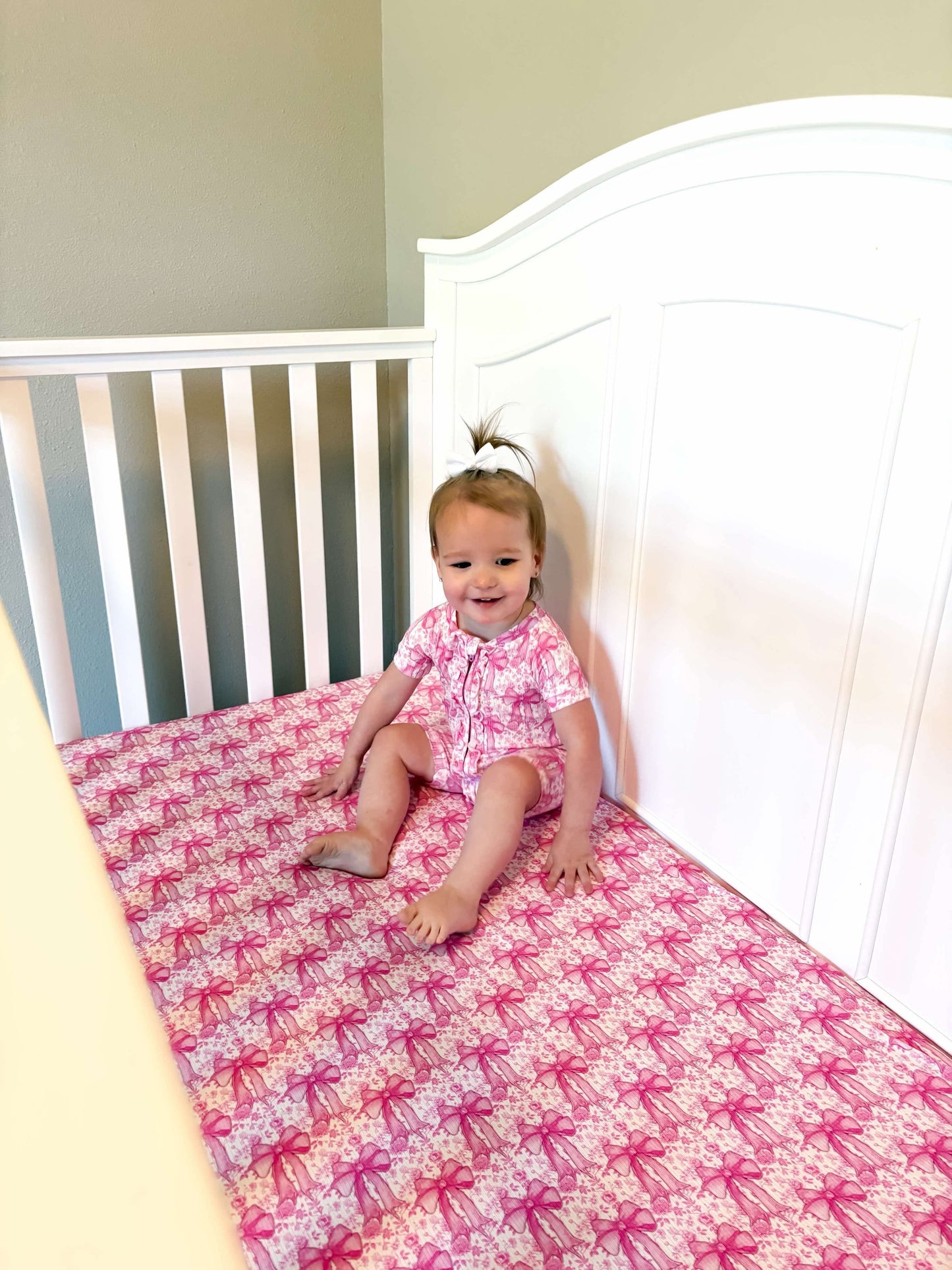 Blooming Bows Bamboo Crib Sheet