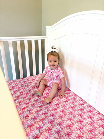Blooming Bows Bamboo Crib Sheet