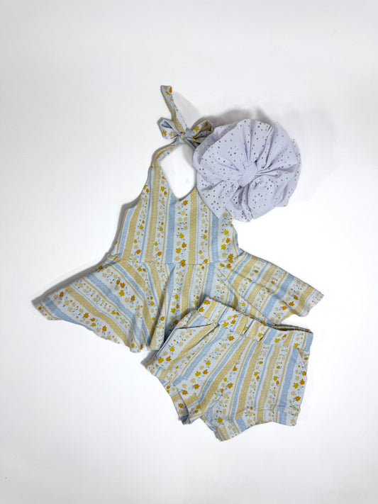 Yellow Floral Peplum Set