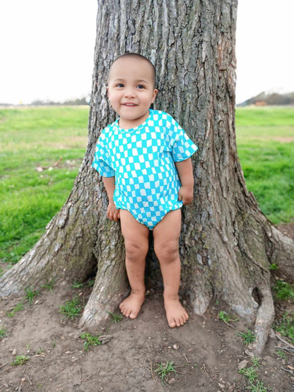 Wavy Checks Oversized Bamboo Romper