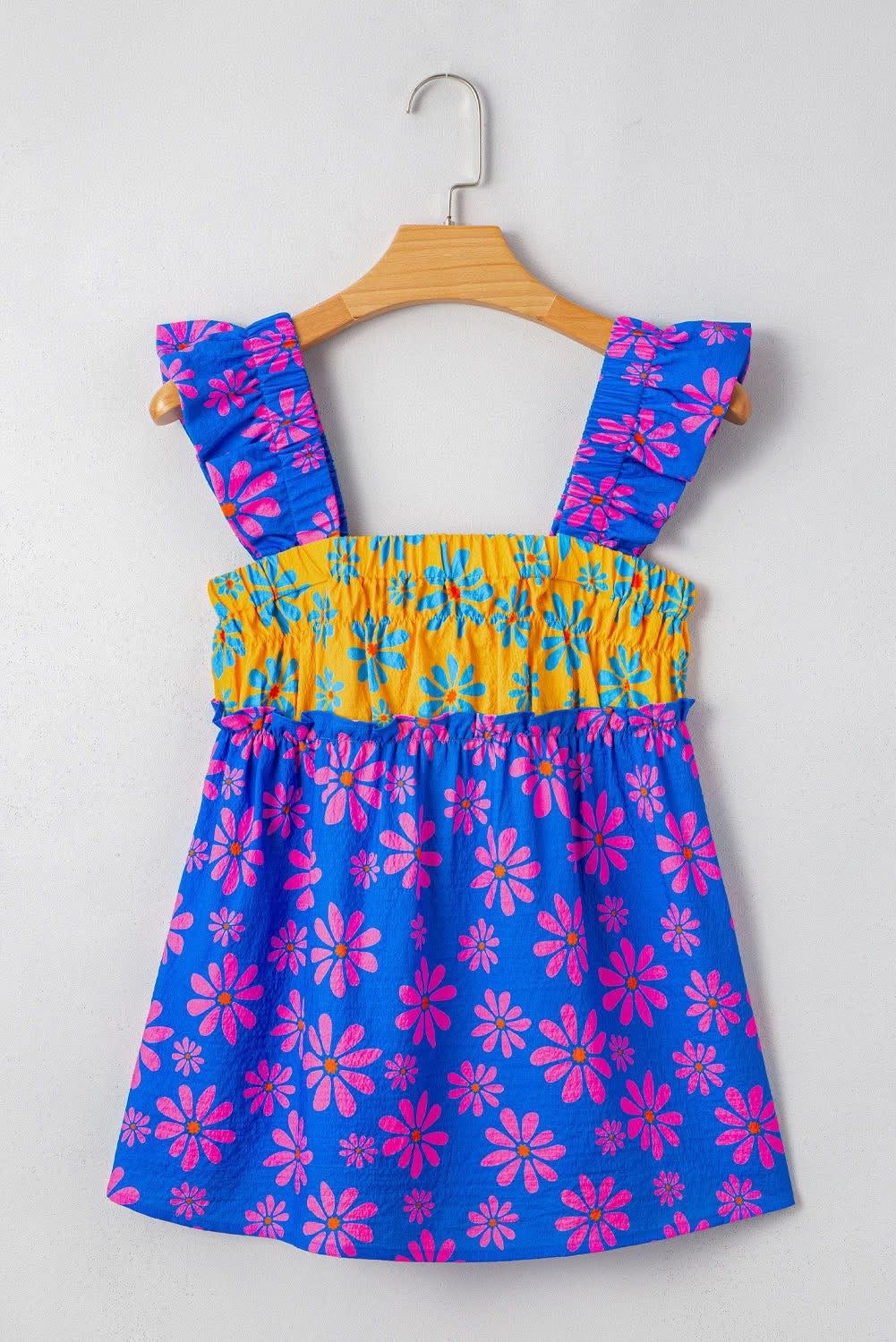 Blue Floral Flutter Tank Top May.