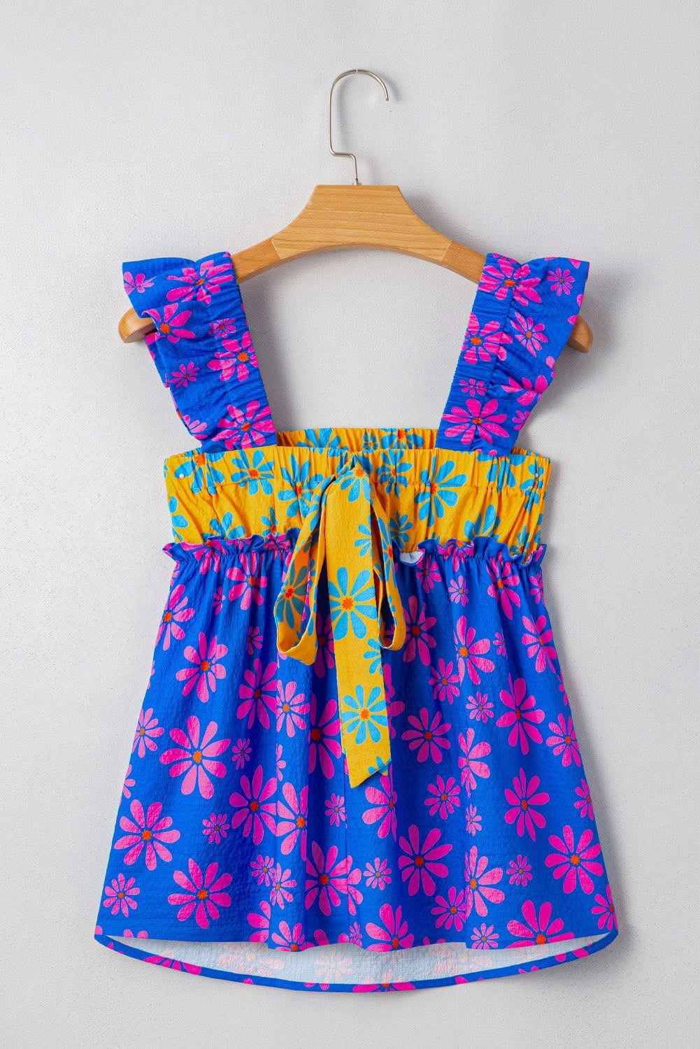 Blue Floral Flutter Tank Top May.