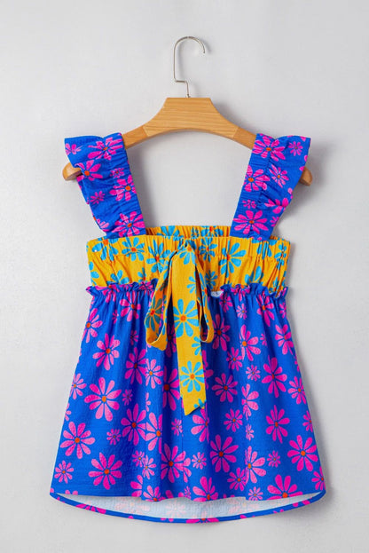 Blue Floral Flutter Tank Top May.