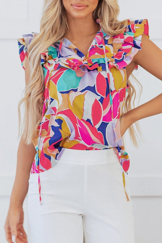 Abstract Ruffle Detail Blouse May.