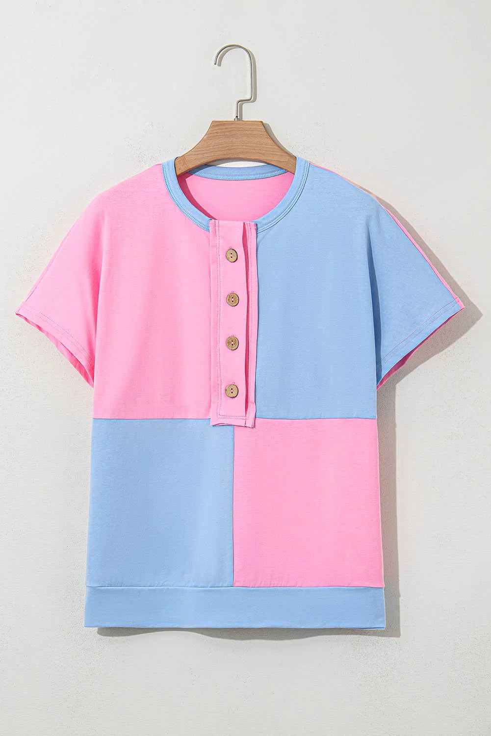 Blue and Pink Henley Top May