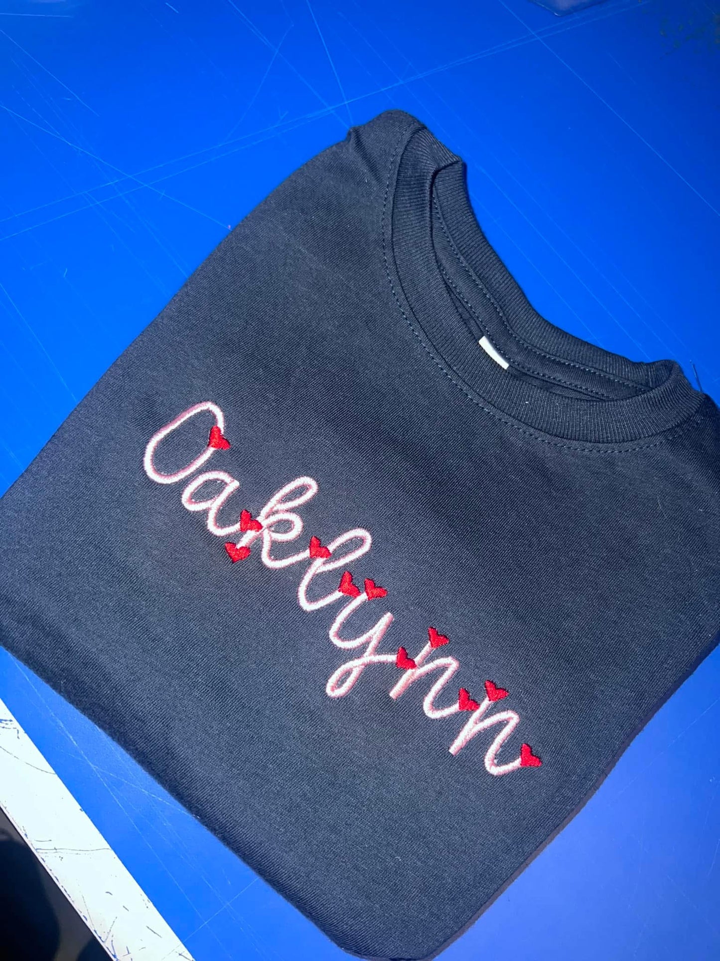 Valentine Name Embroidered Shirt or Crewneck