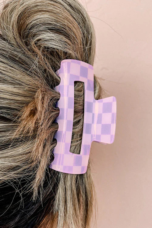 Checkered Print Hollow Out Hair Clip *RTS*