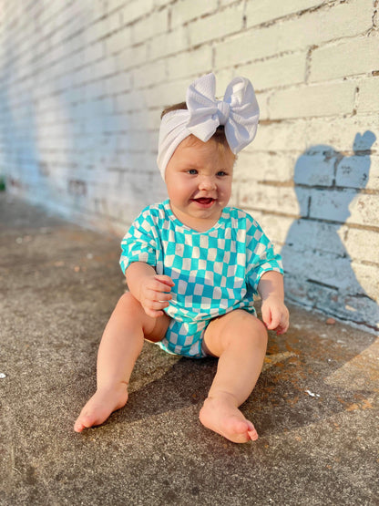 Wavy Checks Oversized Bamboo Romper