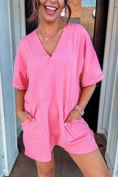 Pink V Neck Romper LT